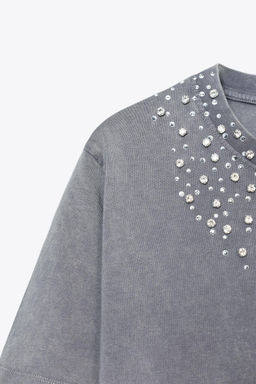 JEWEL FADED-EFFECT T-SHIRT - Zara фото 7