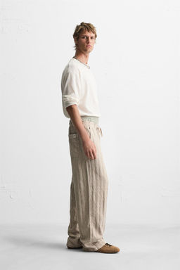 RELAXED FIT JACQUARD TROUSERS - Zara фото 24