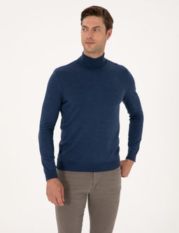 _ndigo Melanj Slim Fit Bal_k__ Yaka Basic Triko Kazak - Pierre cardin фото 3