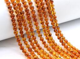 Бусины из янтаря шарик 5мм цв.коньячный, 36см, 70 бусин Радуга камня