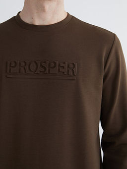 Bisiklet Yaka Bask?l? Erkek Sweatshirt