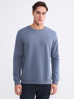 Bisiklet Yaka Erkek Kal?n Sweatshirt