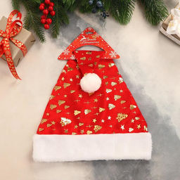 Колпак новогодний Ёлочки и звёзды 29х40 см, красный - Зимнее волшебство фото 5