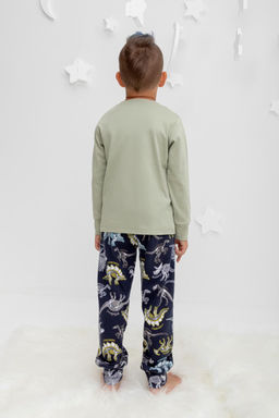 Crockid _ К 1541/шалфей,динозавры на индиго пижама дет