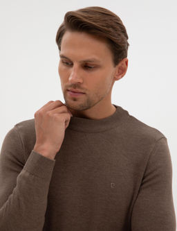 Vizon Melanj Slim Fit _eyrek Yaka Basic Triko Kazak - Pierre cardin фото 2