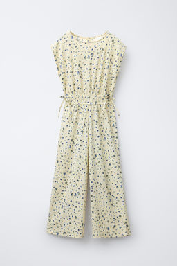 LONG TEXTURED PRINT JUMPSUIT