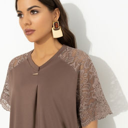 Футболка комбинированная с кружевом Гармония без усилий - Charutti фото 3