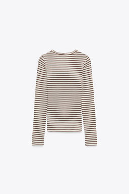 STRIPED LONG SLEEVE T-SHIRT - Zara фото 5