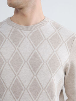 Bisiklet Yaka Baklava Desenli Erkek Triko Kazak