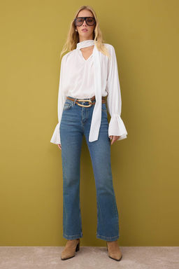 Antrasit Yuksek Bel Ispanyol Paca Flare Jeans TWOAW26JE00050