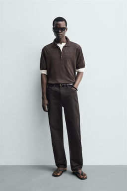 POLO PUNTO 100% LINO / Marr?n