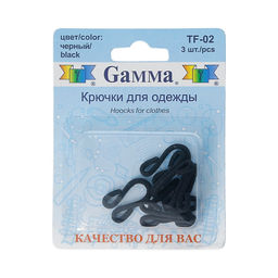 Gamma TF-02 Крючки шубные обтяжные в блистере 36 мм в блистере 3 шт. черный