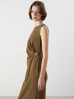 Bisiklet Yaka B?zg?l? Krep Elbise