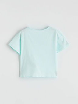 Bisiklet Yaka Bask?l? K?z ?ocuk Ti??rt