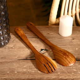 Кухонный набор «Вилка, ложка», 30 см, тиковое дерево