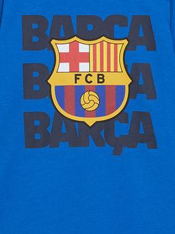 Bisiklet Yaka Barcelona Bask?l? Erkek ?ocuk Pijama Tak?m?