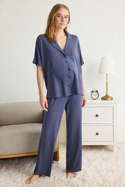 Trendyolmilla Antrasit Rahat Kal?p Viskon Hamile Orme Pijama Tak?m? THMSS25PT00165 фото 2