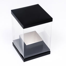 Коробка для цветов с вазой и PVC окнами, складная, 16×23×16 см, чёрный