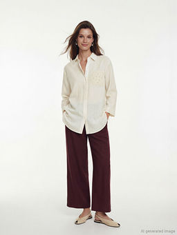 Keten Kar???ml? Kad?n G?mlek Tunik