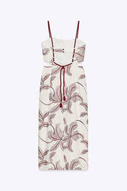 CUT OUT EMBROIDERED MIDI DRESS - Zara фото 6