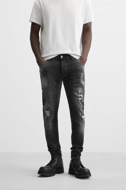 RIPPED SKINNY JEANS WITH PAINT SPLATTER - Zara фото 11