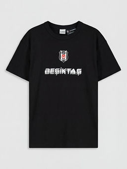 Bisiklet Yaka Be?ikta? Bask?l? Erkek ?ocuk Ti??rt