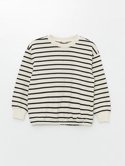Bisiklet Yaka ?izgili Uzun Kollu K?z ?ocuk Sweatshirt