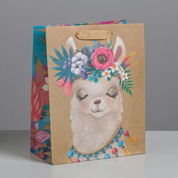 Пакет крафтовый вертикальный Лама, 18 х 23 х 10 см