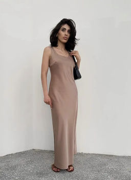 K11433 Платье макси БЕЖЕВЫЙ
