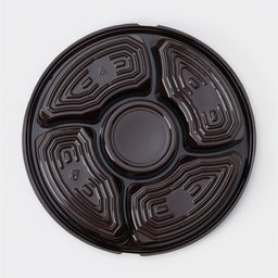 Цена за 110 шт. Менажница одноразовая, пластик, d=26 см, h=4.2 см, 5 секций, дно, круглая, коричневая