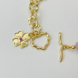 Браслет из Кунцита с цепочкой 16 см