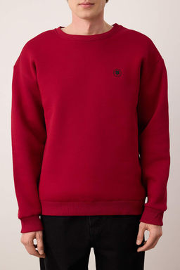 K?rm?z? Yeni Oversize/Genis Kesim Yonca Bask? Detayl? Kal?n/Ici Polar Sweatshirt TMNAW26SW00024 - Trendyolmilla фото 7