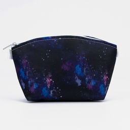 Косметичка на молнии, чёрная, синяя