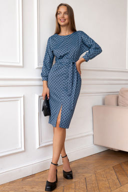 Платье Open Style 5808 черный/голубой