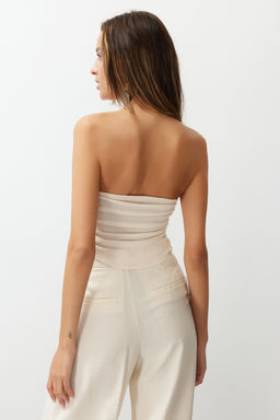 Trendyolmilla Premium Tas Straplez Buzgulu Esnek Orme Bluz TWOSS24BZ00216 фото 14