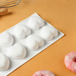 Форма для муссовых десертов и выпечки KONFINETTA Сердца, 30?17.5?3 см, 8 ячеек (6.2?6 см), силикон, белая