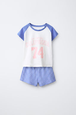 6-14 A?OS/ PIJAMA ESTAMPADO VARSITY / Azul / Blanco