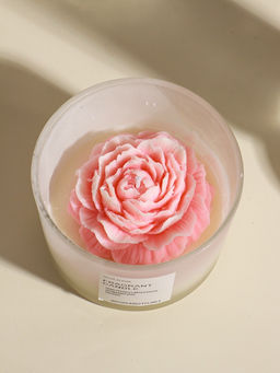 Свеча интерьерная в стакане "Нежно-розовый пион" 11х11х8 см