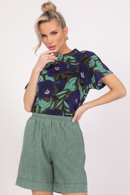 Шорты Фиби-лён (олива)