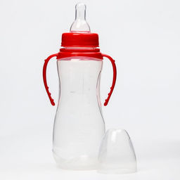 Бутылочка для кормления M&B, классическое горло, с ручками, от 0 мес., 250 мл., приталенная, МИКС