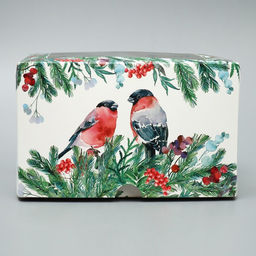 Цена за 5 шт. Коробка для капкейков двусторонняя «Новый год: Снегири», 16×16×10 см