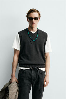 CHALECO PUNTO 100% LINO AARON LEVINE X ZARA / Chocolate  фото 2
