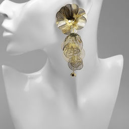 Серьги висячие «Цветок» каталея, цвет золото, 10 см