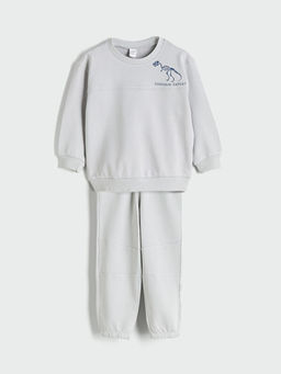 Dinozor Bask?l? Erkek ?ocuk Sweatshirt ve E?ofman Alt