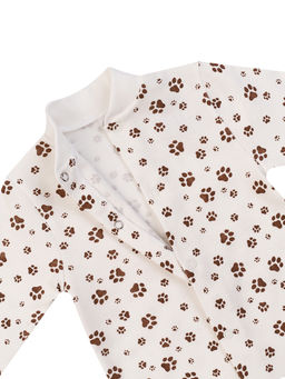 Комбинезон ясельный молочный принт лапки
