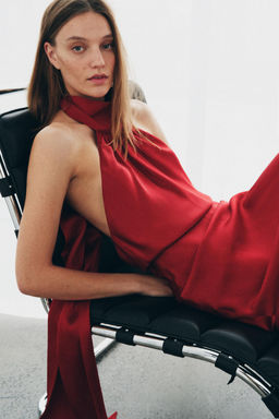 VESTIDO HALTER SATINADO ZW COLLECTION / Rojo - Zara фото 5