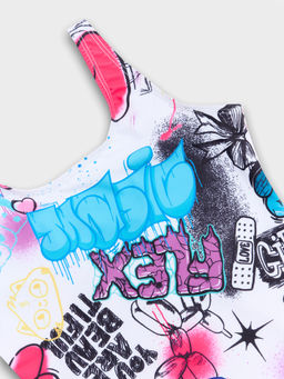 Купальник для девочек разноцветный с принтом граффити - Mark formelle фото 7