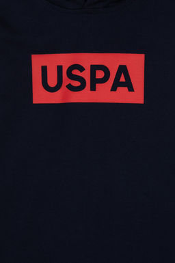 Erkek _ocuk Lacivert Basic Kap__onlu Sweatshirt