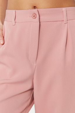 Siyah Yuksek Bel Wide Leg/Genis Paca Pileli Dokuma Kumas Pantolon TWOAW21PL0076