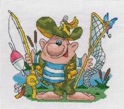 Klart набор для вышивания 8-162 Рыбак в полном снаряжении 23 х 20 см